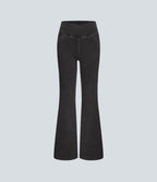 Halara Flex™ - Jean Ultra Evasé Tricot Extensible Lavé Poches Croisées Taille Haute