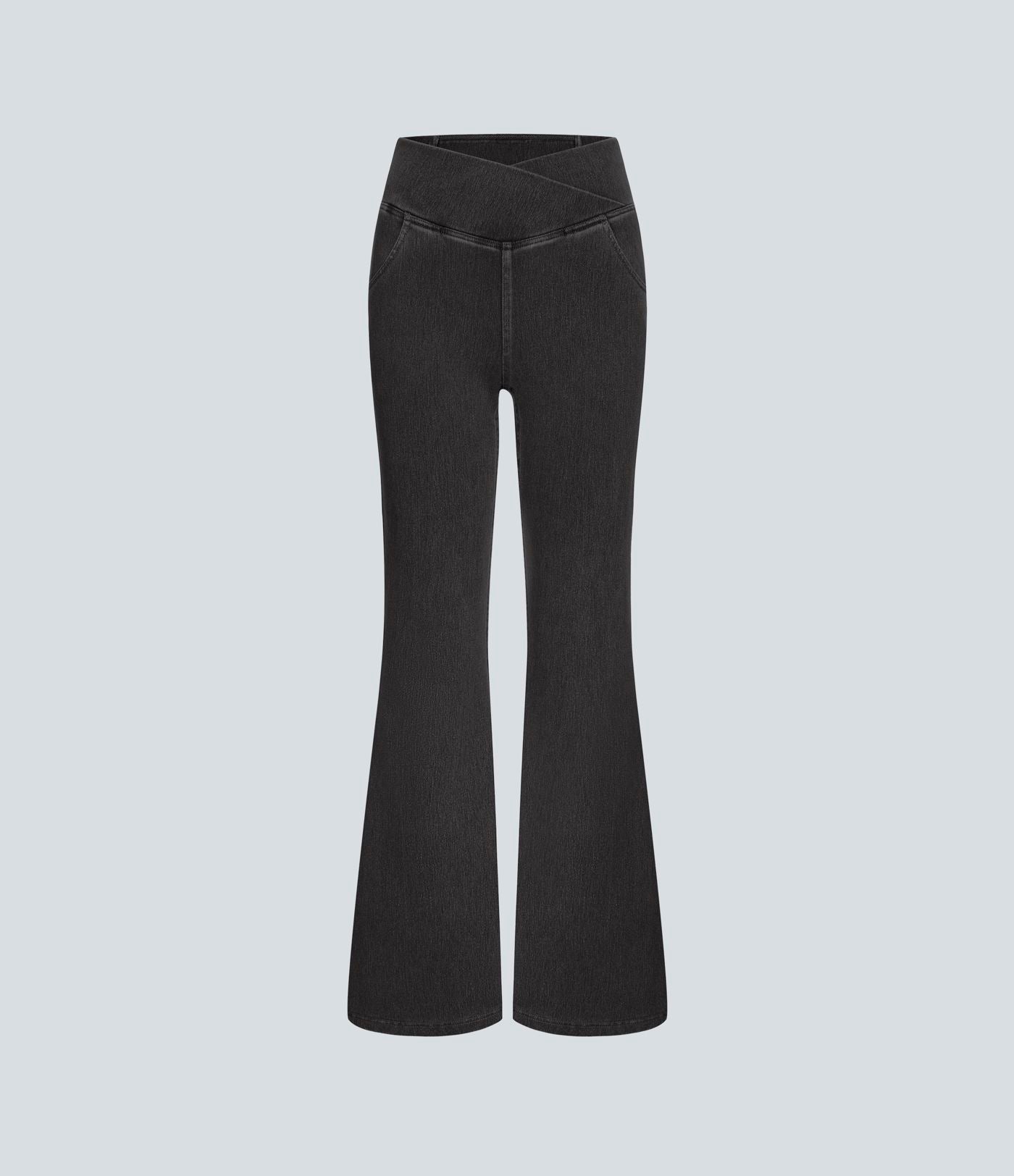 Halara Flex™ - Jean Ultra Evasé Tricot Extensible Lavé Poches Croisées Taille Haute
