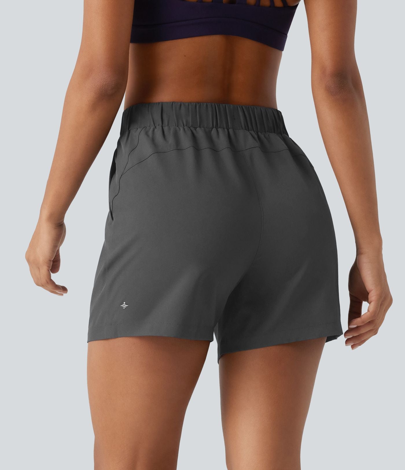 Short de yoga plissé taille haute élastique 12,5 cm avec cordon de serrage et poches