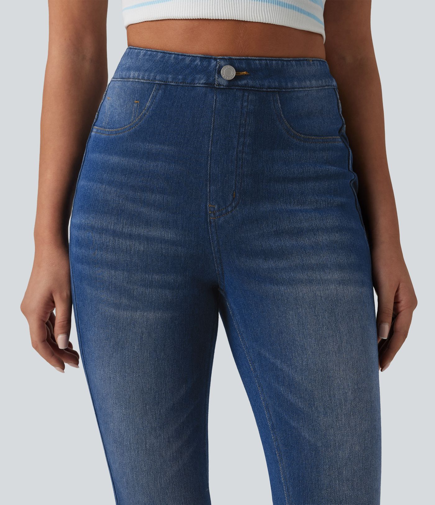 Legging 7/8 casual denim Halara Flex™ gainant taille haute avec poches