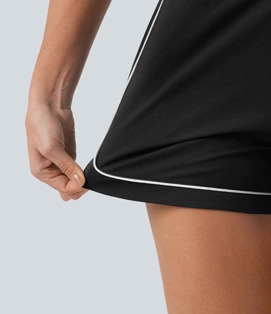 Short de yoga ample taille haute colorblock à bande latérale 7,5 cm avec poches