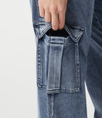 Jogging cargo casual en denim Halara Flex™ taille mi-haute avec poches