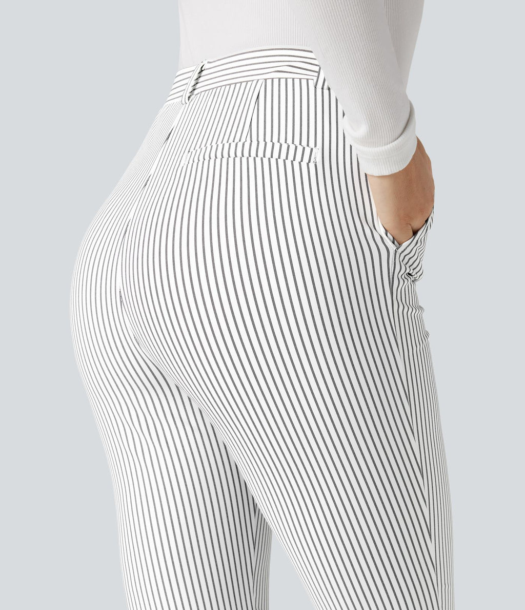 Pantalon de travail Halara Flex™ skinny à rayures, taille haute, avec poches