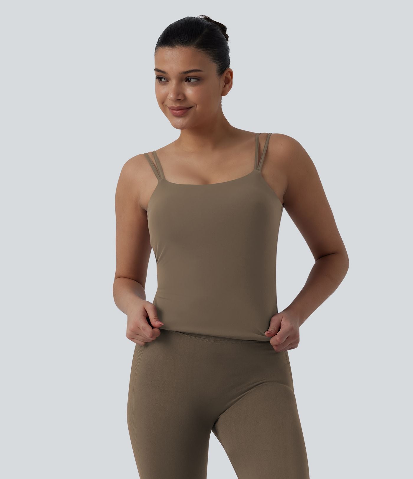 Débardeur court yoga dos nu torsadé doubles bretelles Halara UltraSculpt™ - Longueur allongée