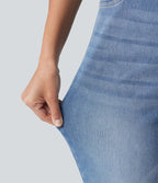 Jean droit taille haute Halara Flex™ délavé avec poches