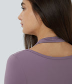 Softlyzero™ Plush Top Sport Yoga Manches Longues Trou pour le Pouce Dos Nu Col Halter