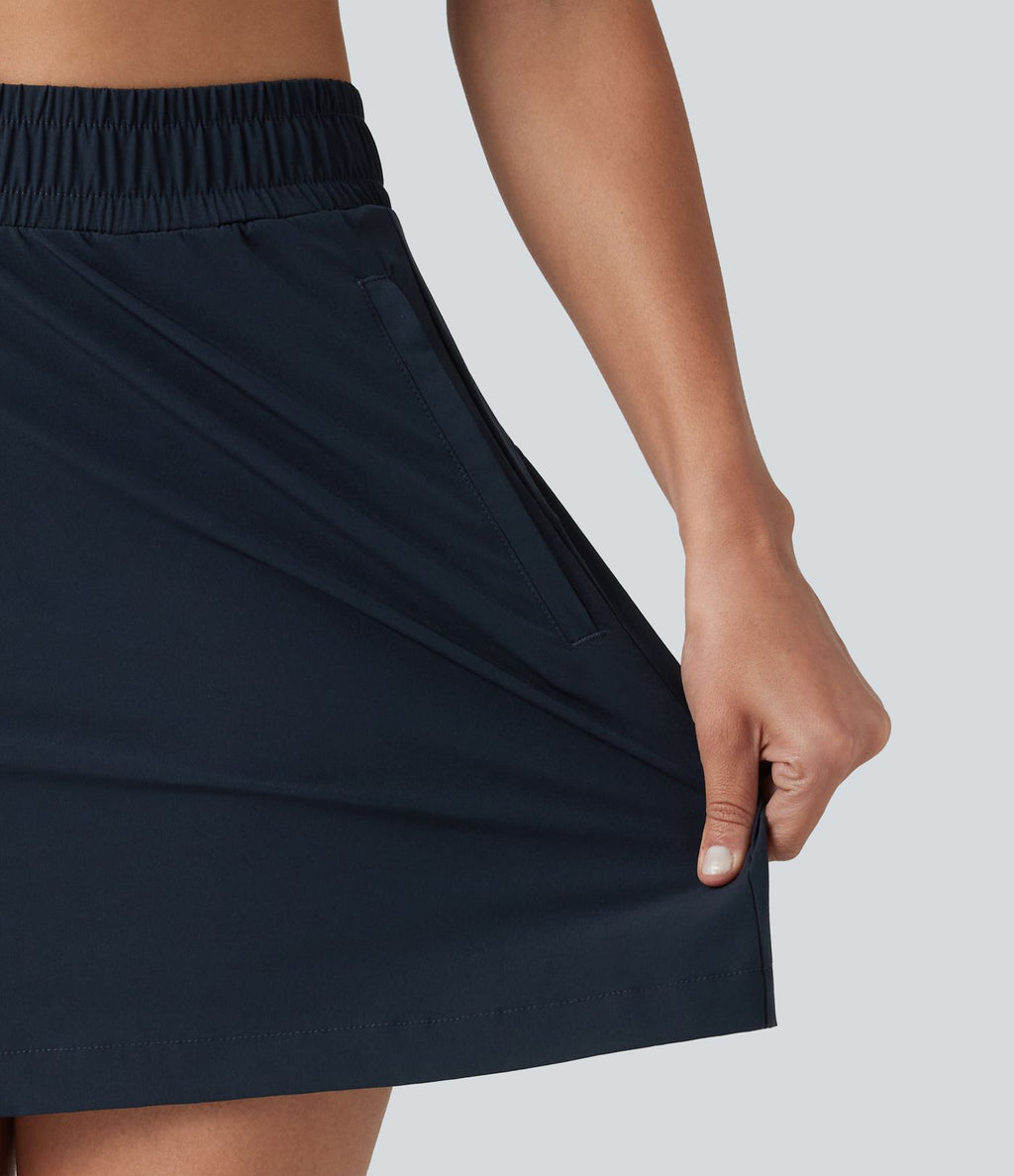 Jupe mini trapèze 2-en-1 taille haute avec boutons-pression et poches pour la randonnée