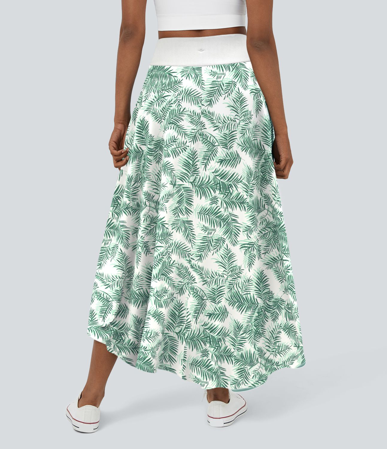 Jupe Maxi Casual Imprimé Floral 2 en 1 Taille Haute avec Volants Hauts et Bas