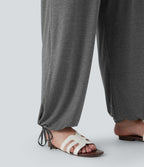 Jogging décontracté grande taille taille haute croisé à cordon avec poches latérales
