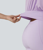 Robe de tennis courte 2 en 1 à manches courtes crantées avec poche - Édition Easy Peezy