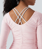 Haut de sport yoga froncé avec finitions ondulées sans couture OneForm Seamless Flow