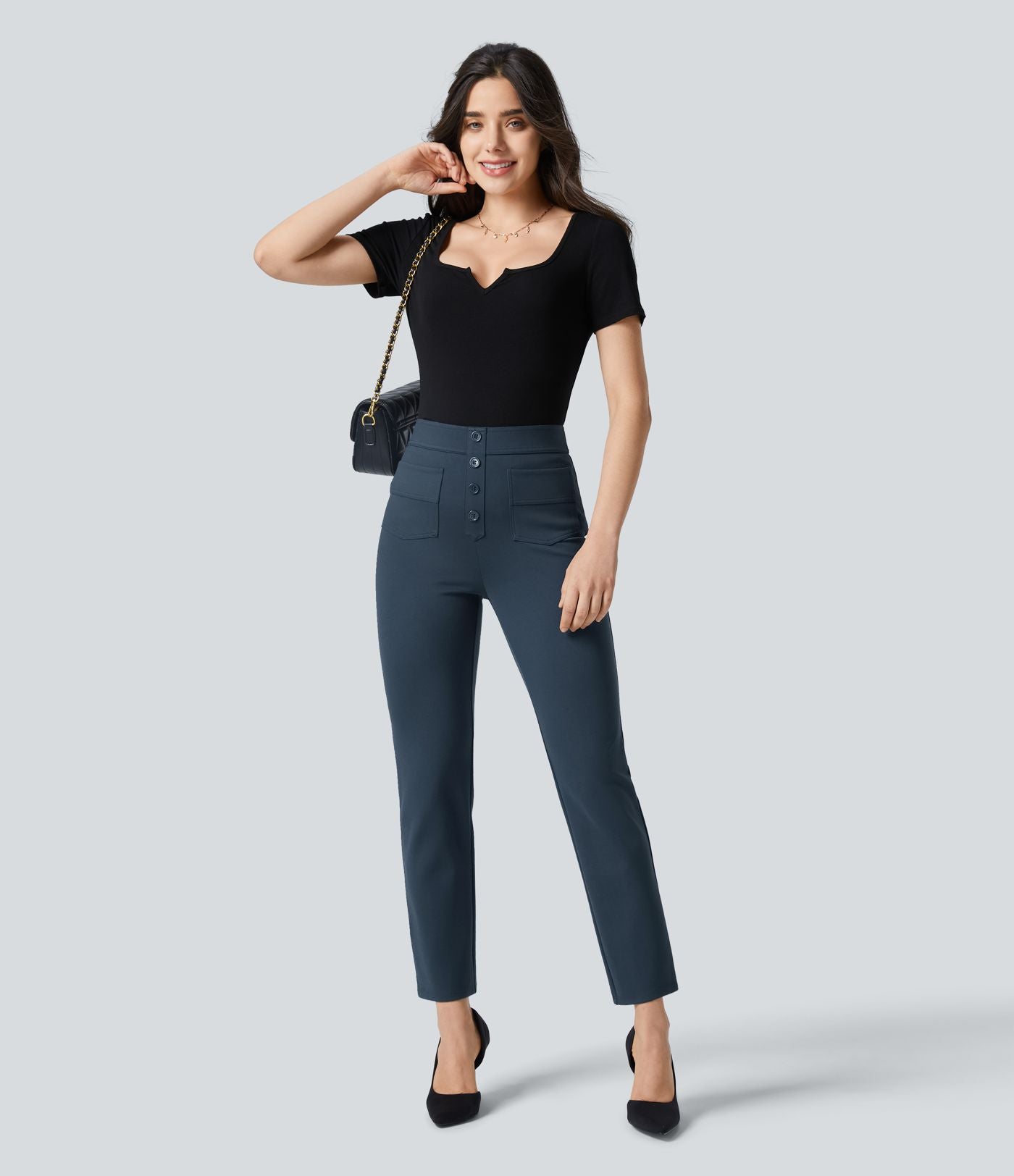Pantalon de travail longueur cheville taille haute Halara Flex™ avec poches