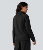 Veste polaire de randonnée chiné col montant manches longues avec fermeture éclair et poches