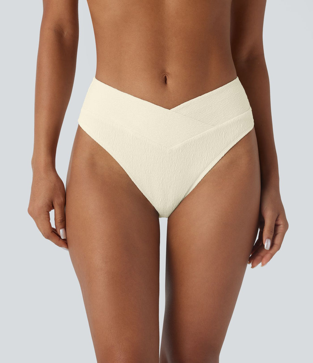 Bas de maillot de bain bikini texturé croisé