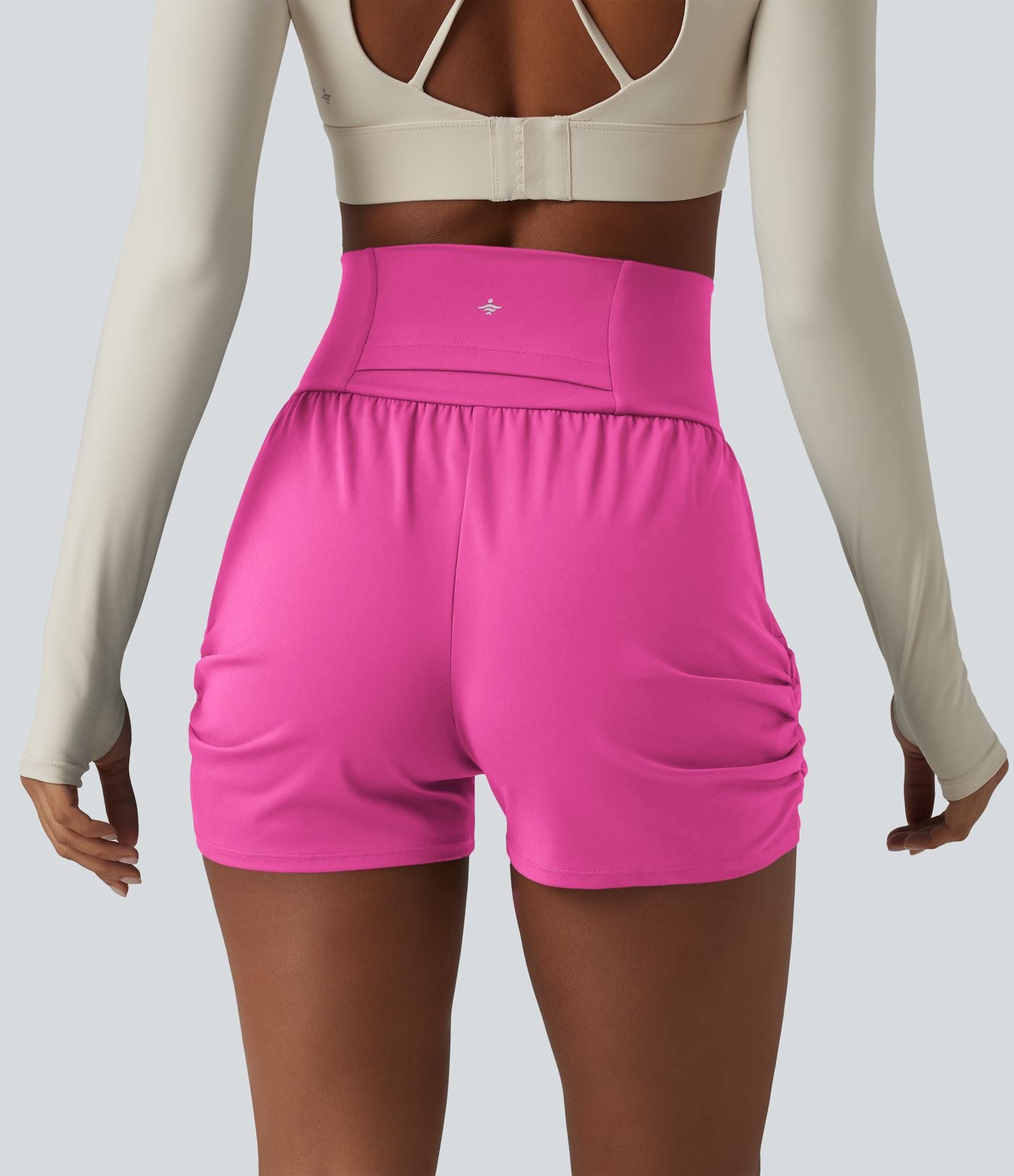 Short de yoga SoftlyZero™ Airy taille haute froncé effet frais InstantCool 7,5 cm avec poches