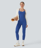 Combinaison de yoga moulante SoftlyZero™ sans manches dos nu à bretelles croisées