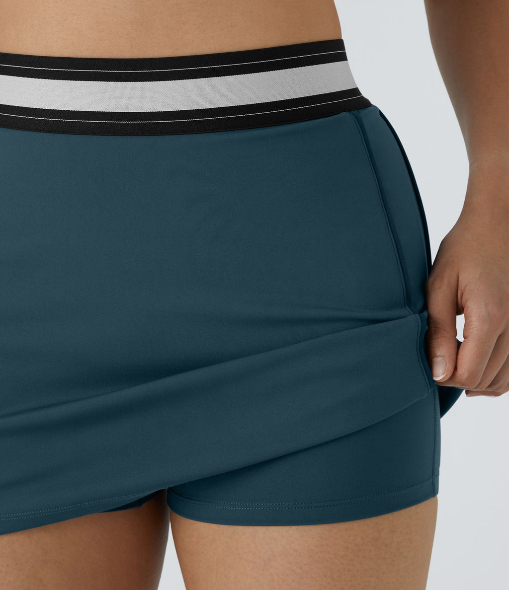 Jupe de tennis SoftlyZero™ Airy micro mini 2-en-1 à taille haute et color block ajustée au corps à effet frais InstantCool