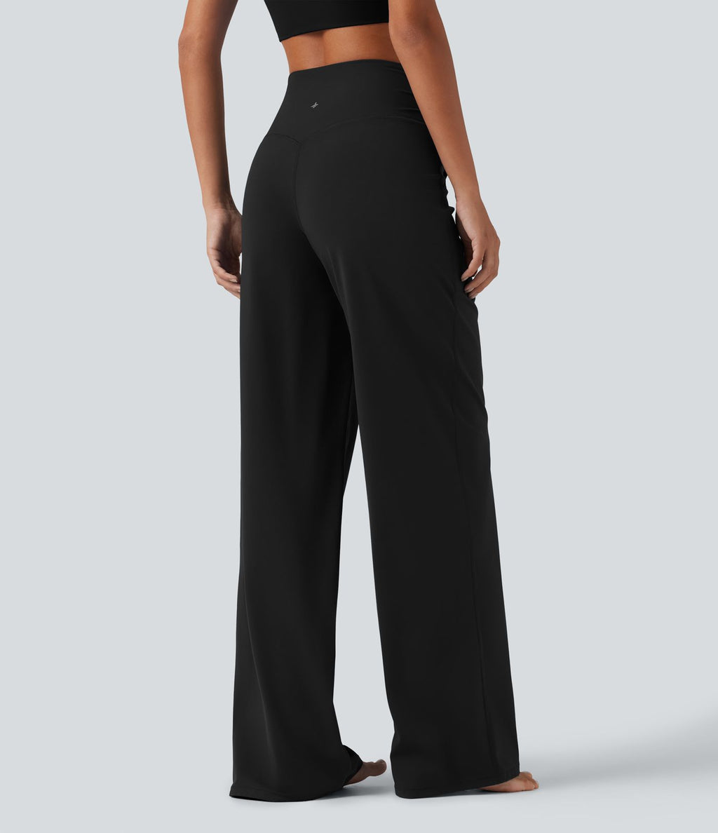 Pantalon de yoga Halara UltraSculpt™ taille haute, coupe droite et croisée, avec poches