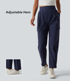 Pantalon cargo décontracté effet frais InstantCool séchage rapide taille haute à ourlet ajustable avec poches, protection solaire UPF40+