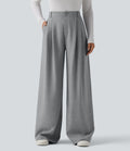 Pantalon tailleur large taille haute avec poches