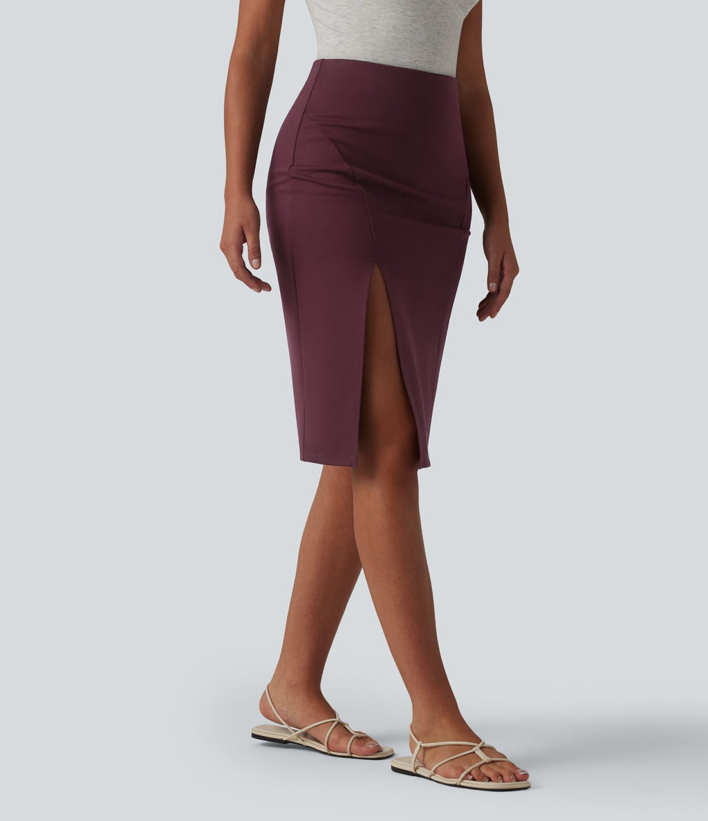 Jupe casual moulante taille haute longueur genou