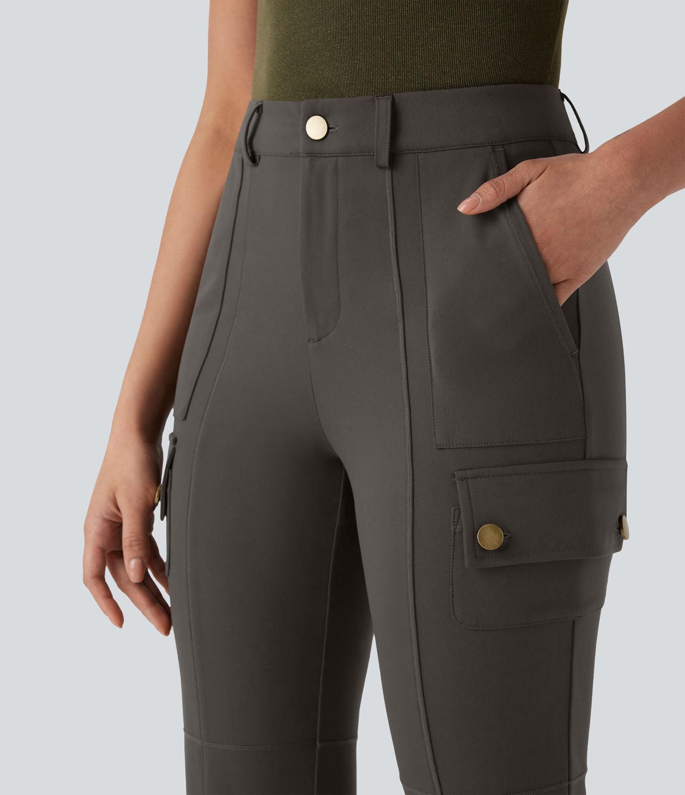 Pantalon cargo bootcut randonnée taille moyenne DayStretch avec poches
