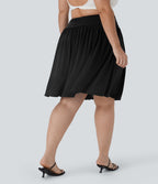 Jupe grande taille fluide froncée taille haute avec poches