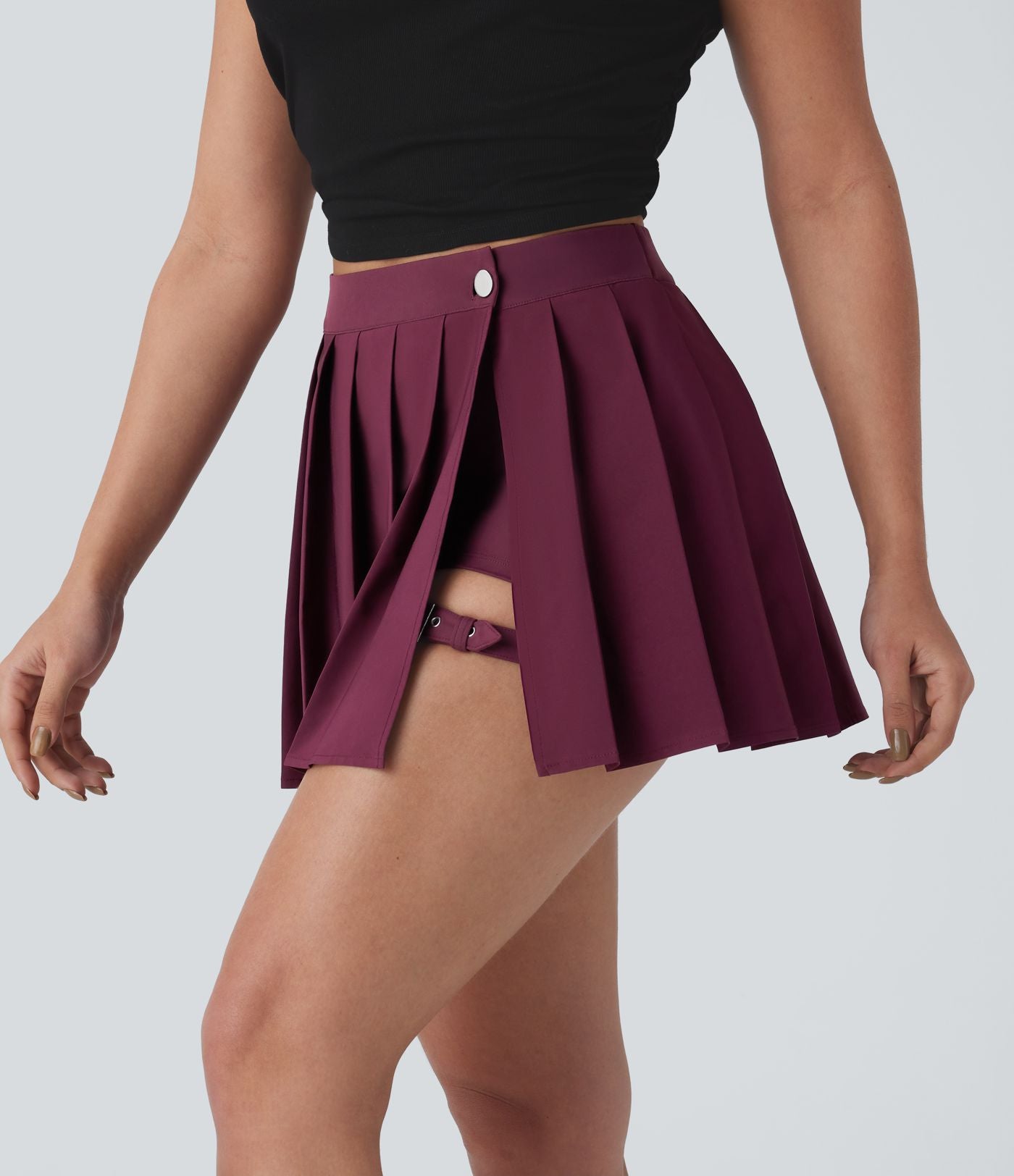 Jupe décontractée Breezeful™ mini 2-en-1 taille haute plissée portefeuille à boucle ajustable avec poche latérale séchage rapide