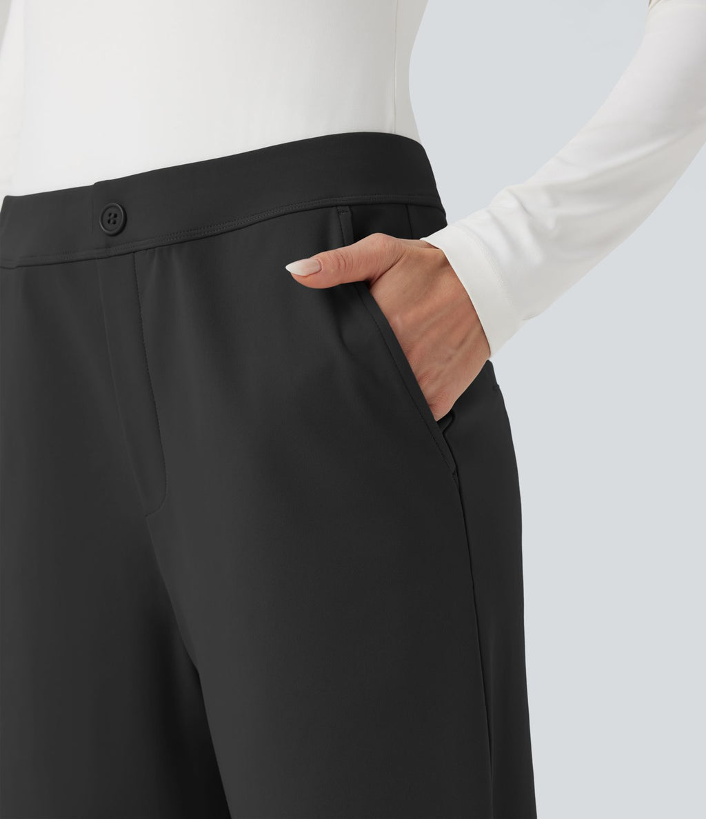 Pantalon de travail fuselé taille moyenne avec largeur ajustable Halara Flex™ DayStretch avec poches