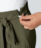 Pantalon Tailleur Large Fluide Taille Haute Fermeture Éclair Invisible