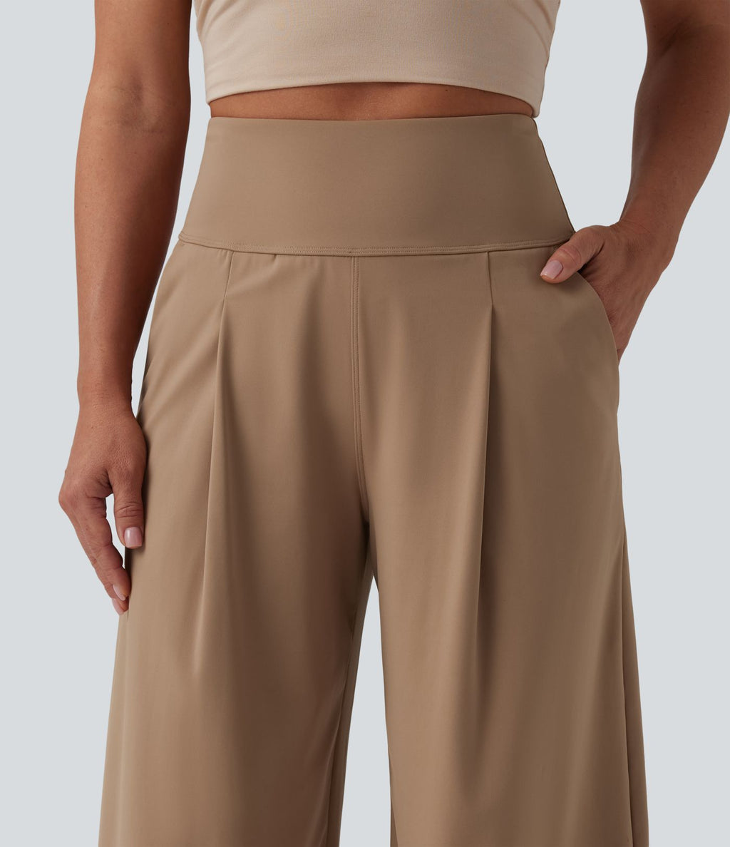 Pantalon large décontracté SoftlyZero™ Airy gainant taille haute effet frais InstantCool avec poches, protection solaire UPF50+