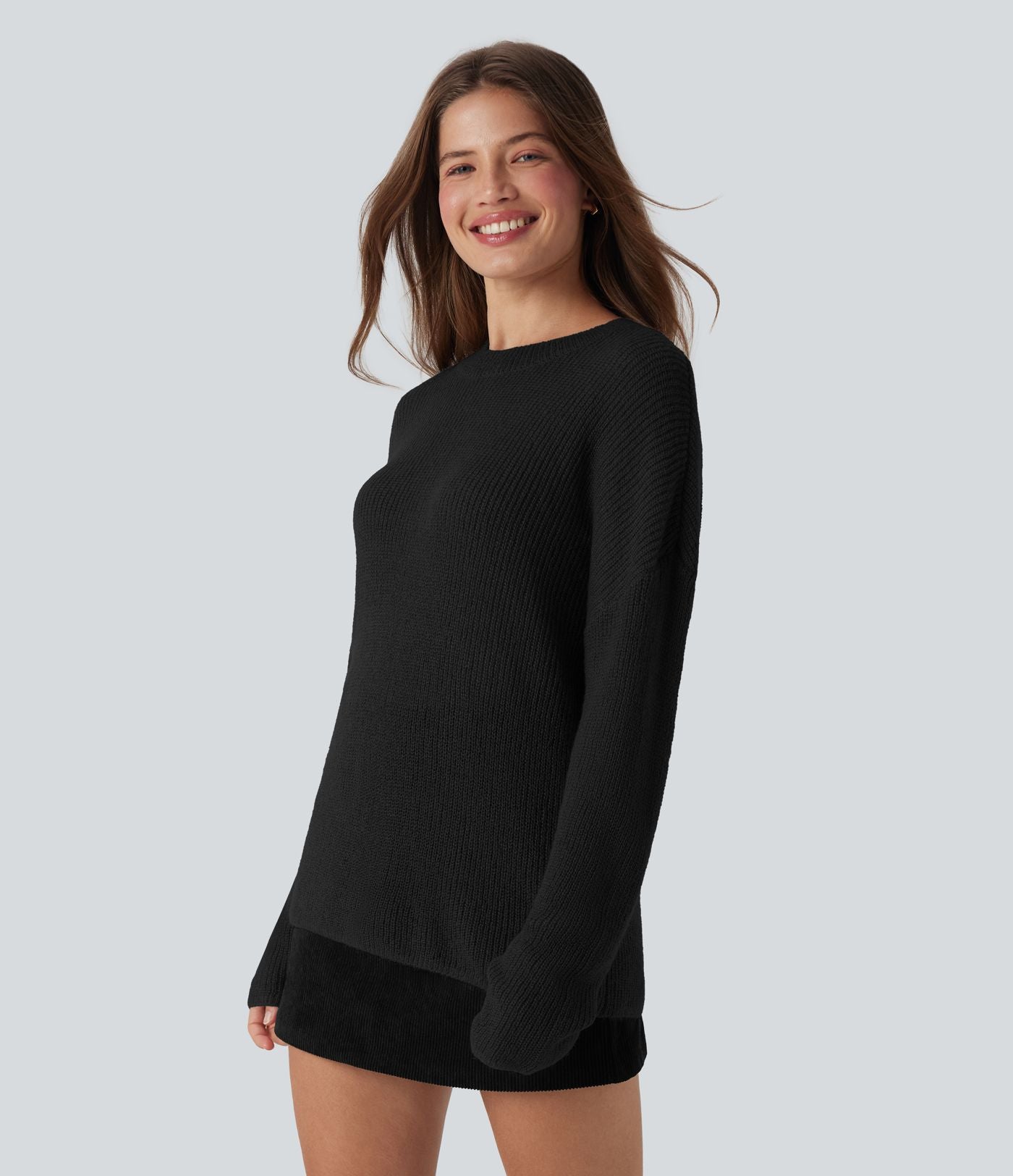 Pull casual épaules tombantes manches longues