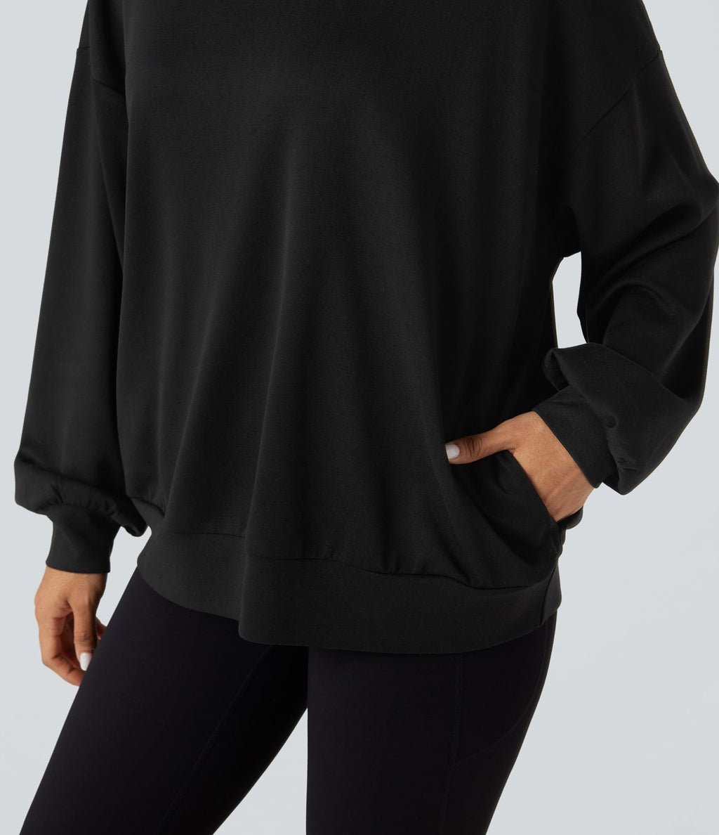 Sweat-shirt col rond manches longues coupe décontractée avec poches