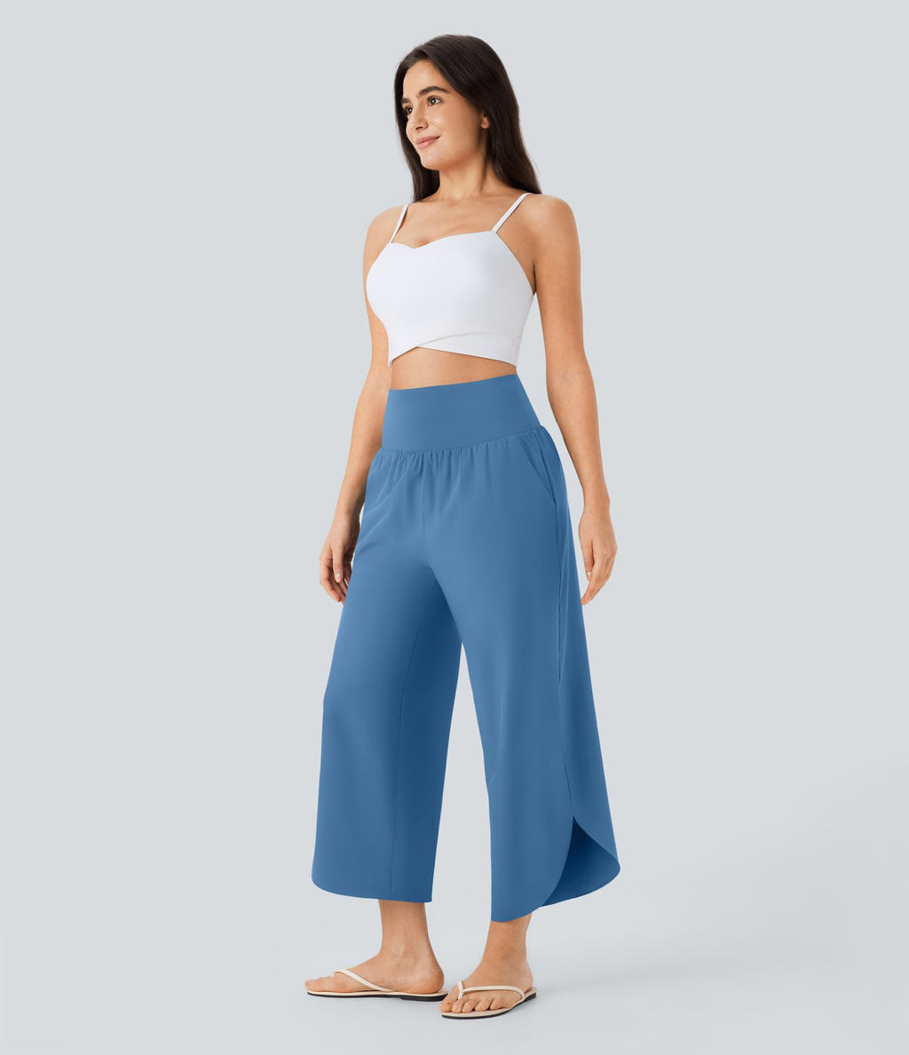 Pantalon fluide resort Breezeful™ à séchage rapide, coupe fendue et effet ventre plat