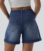 Short tailleur Halara Flex™ denim ample casual ourlet roulotté taille haute avec poches