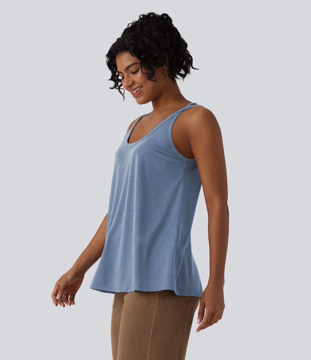 Débardeur casual col U coupe ample