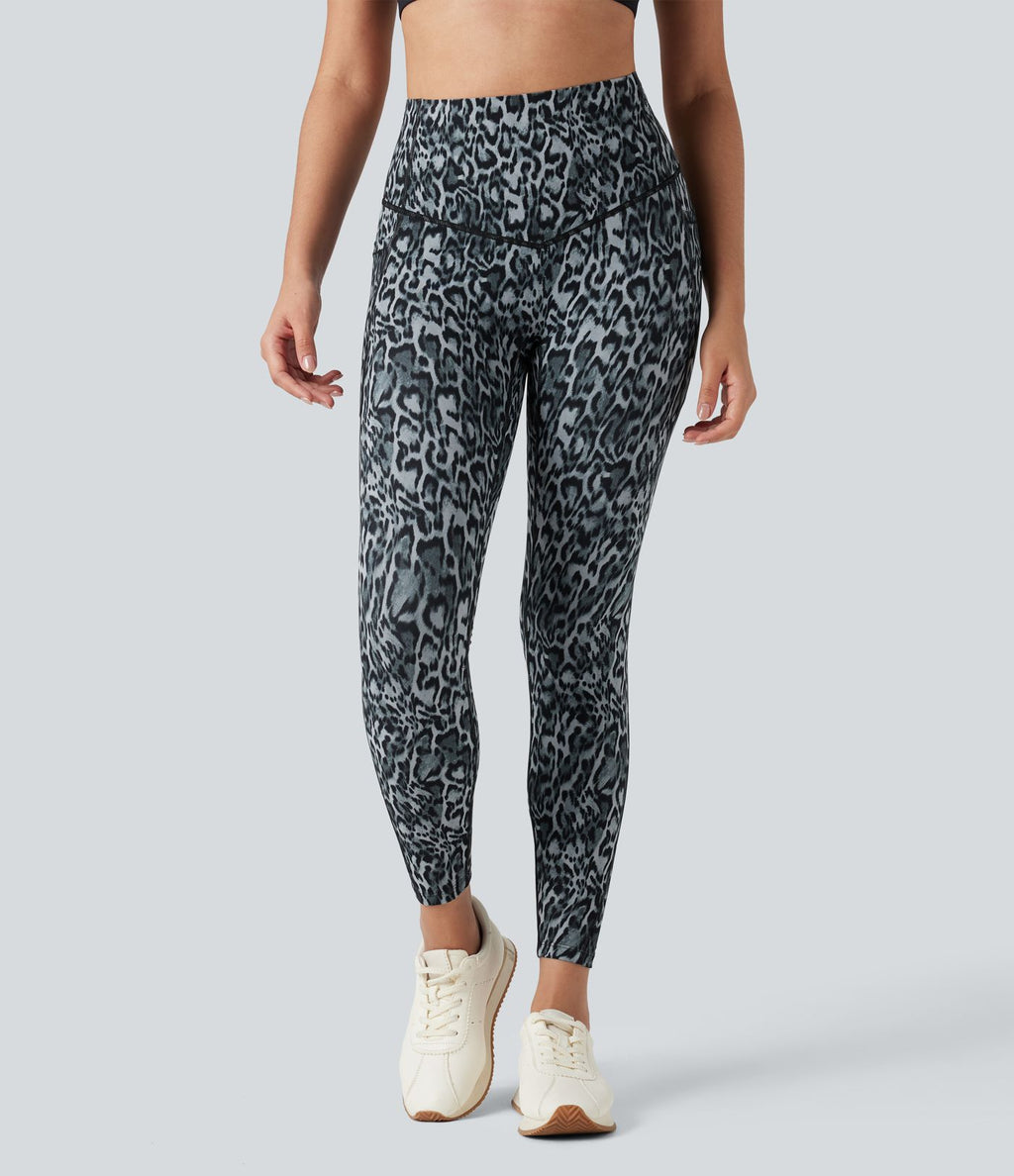 Legging de yoga gainant taille haute imprimé léopard avec poches Halara UltraSculpt™
