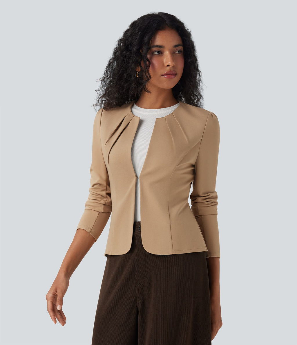 Blazer de travail col rond à agrafes
