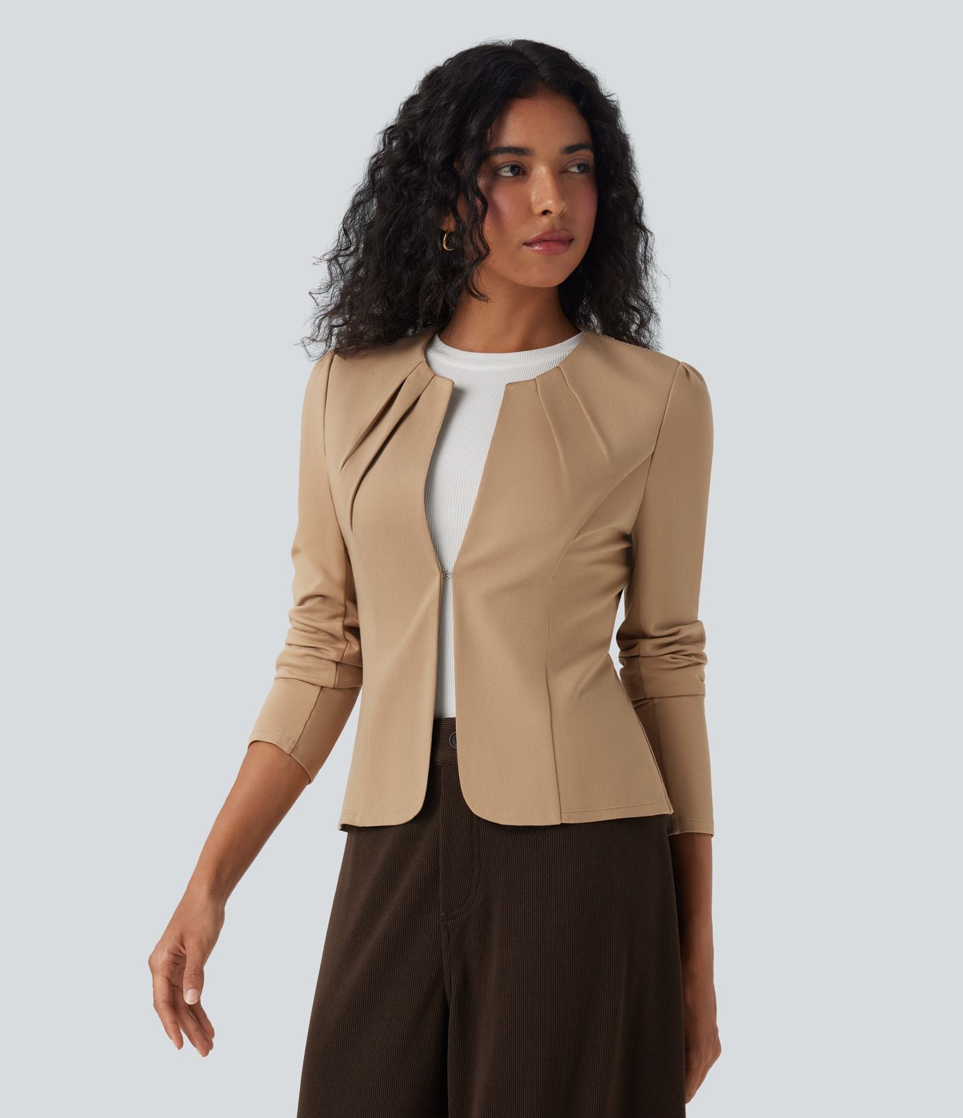 Blazer de travail col rond à agrafes