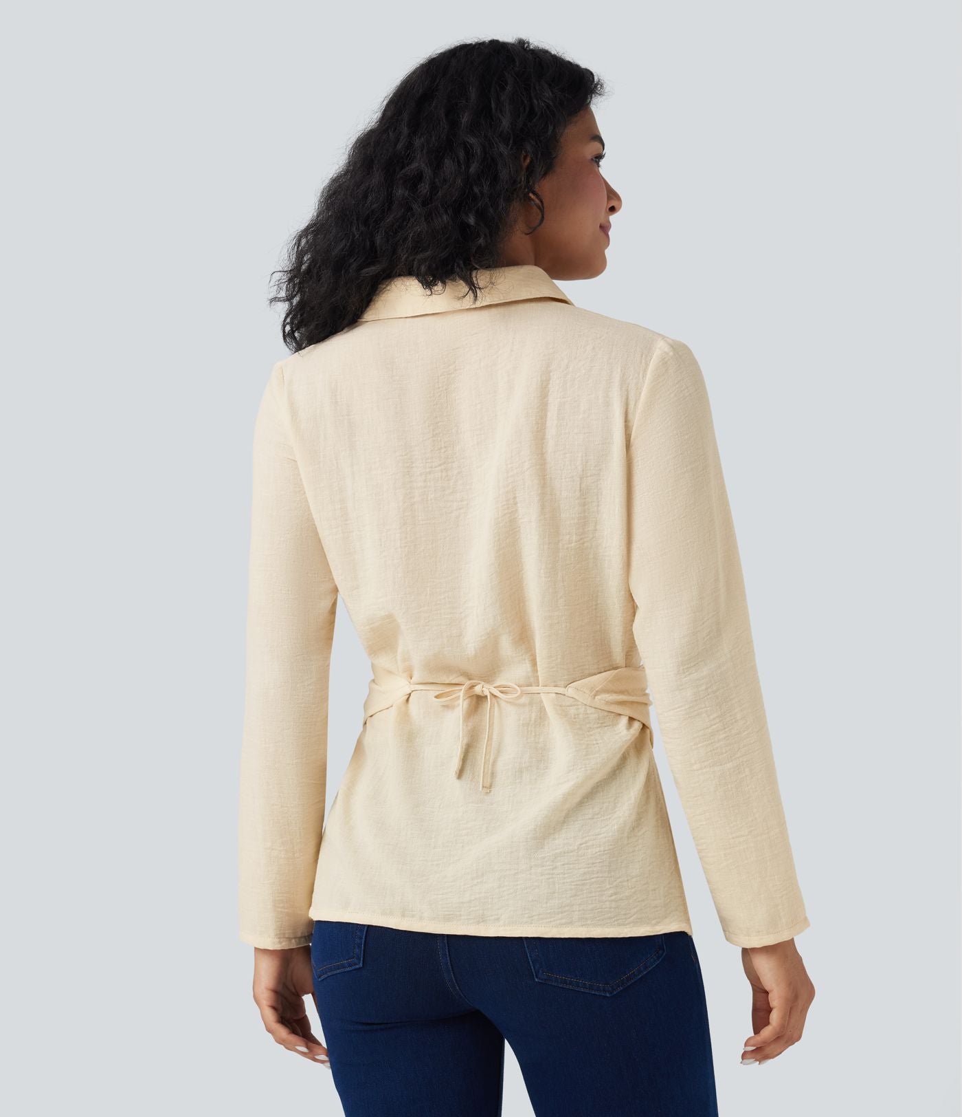Chemise tailleur portefeuille manches longues avec lien dos