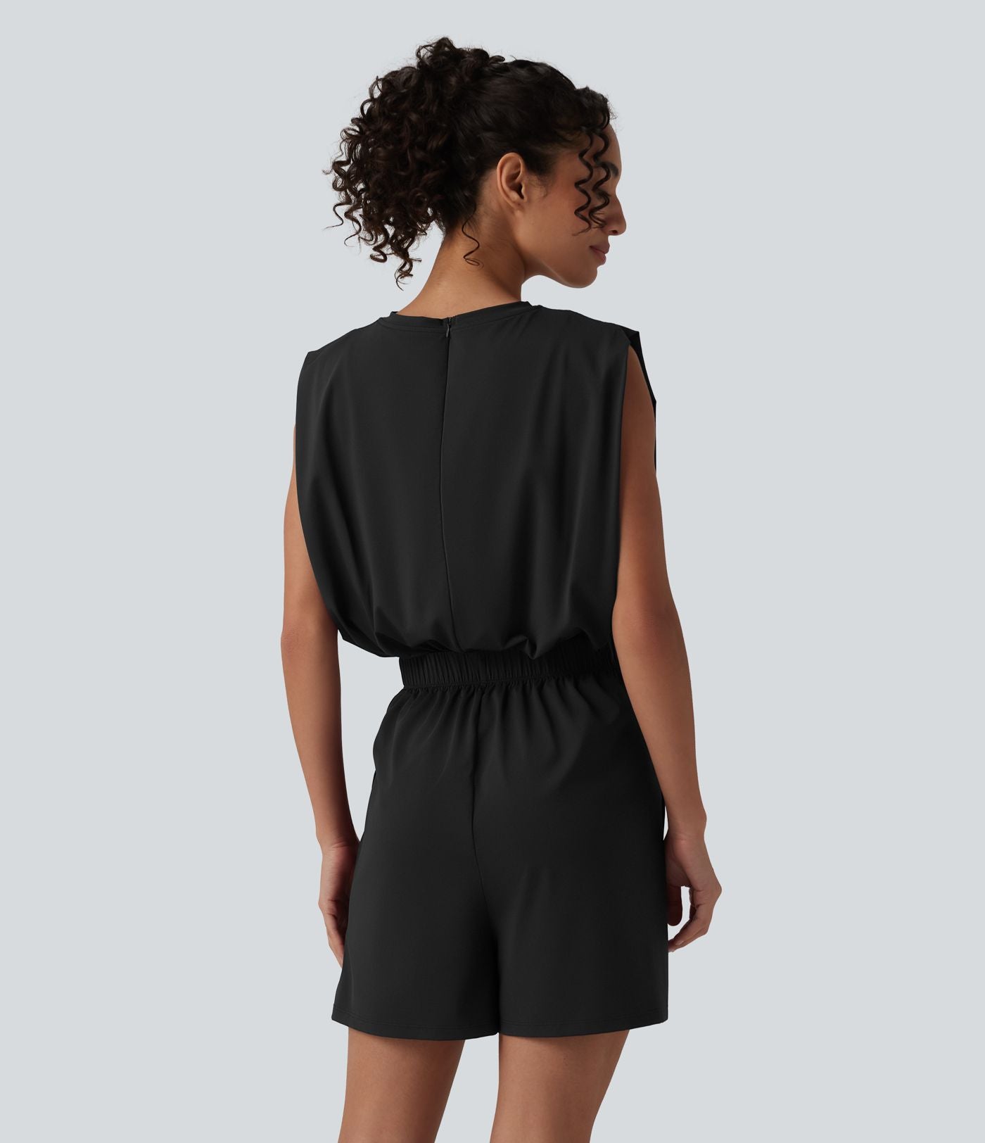 Combishort décontracté col rond sans manches effet frais InstantCool avec nœud frontal et poches, accès facile Easy Peasy, protection solaire UPF50+