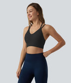 Brassière de sport yoga OneForm sans couture Flow maintien léger col V dos croisé ouvert avec soutien-gorge intégré, coupe cropped