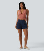 Halara Flex™ Short en denim taille haute 7,5 cm avec poches
