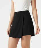 Jupe-short habillée mini en maille gaufrée, taille haute, à poches