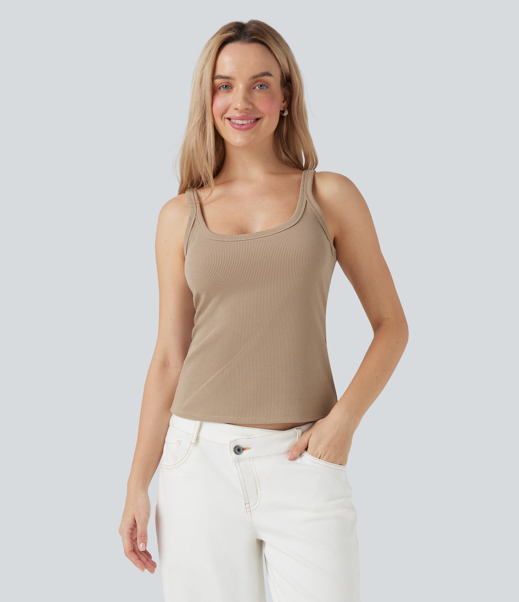 Débardeur côtelé col U