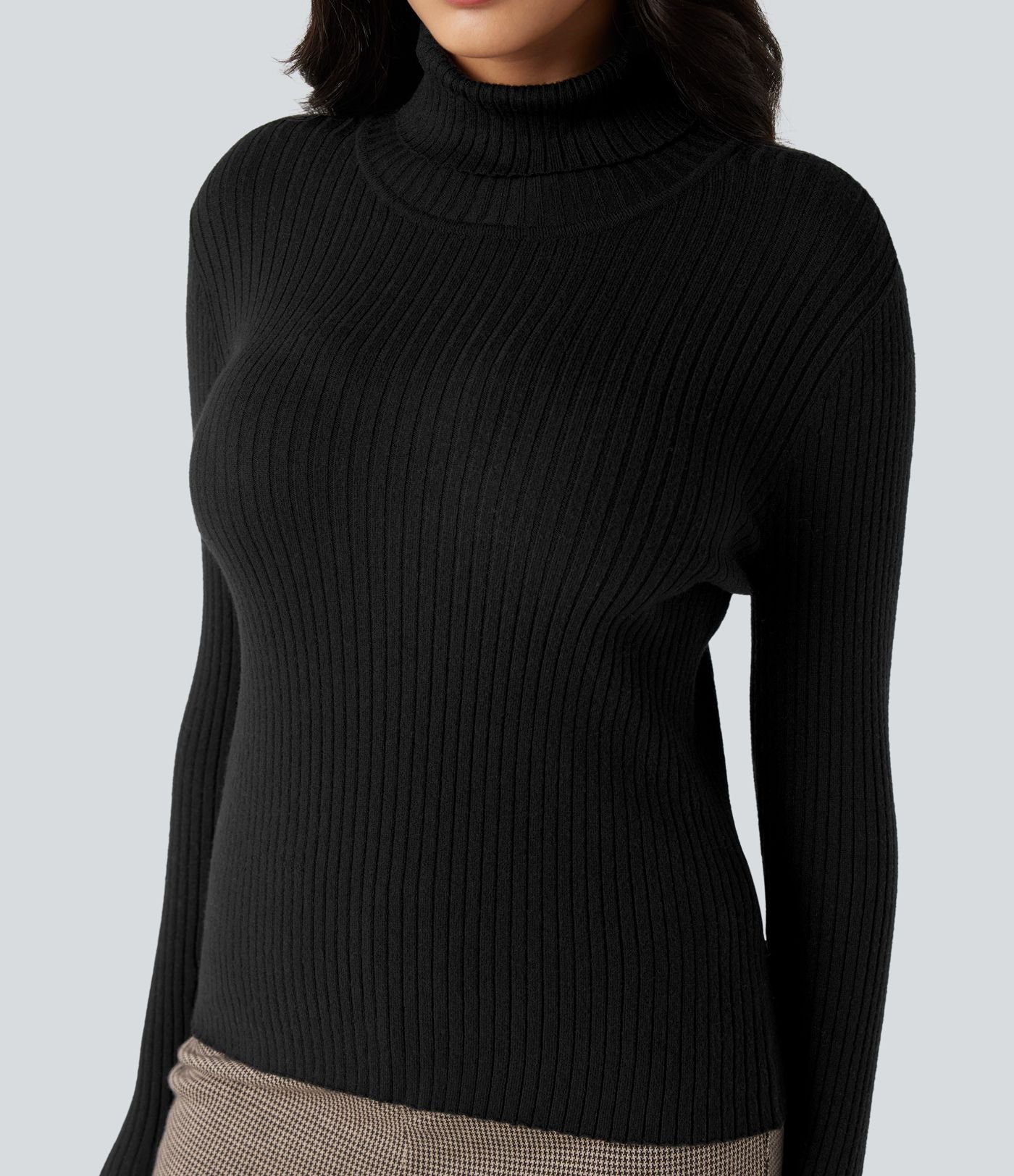Pull tailleur col montant manches longues