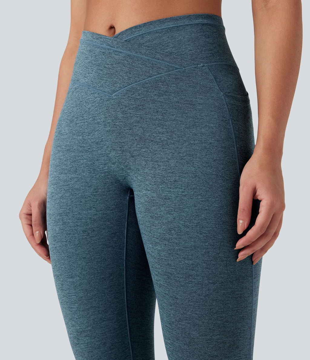 Legging yoga Halara UltraSculpt™ chiné croisé séchage rapide taille haute avec poches