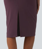 Robe fourreau midi sans manches col bateau pour le bureau