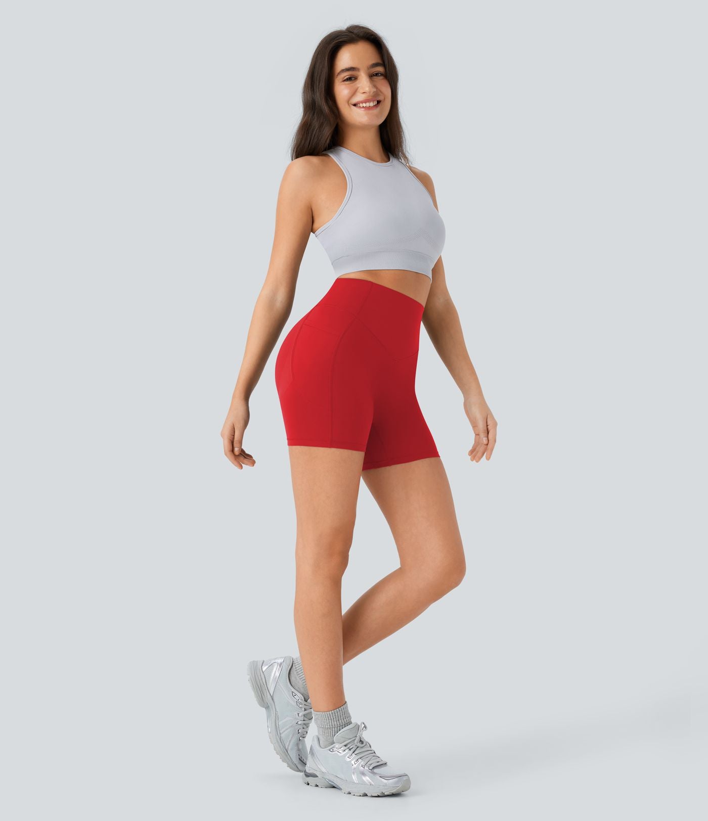 Short cycliste 12,5 cm d'entraînement gainant galbant taille haute avec effet scrunch et poches Halara UltraSculpt™