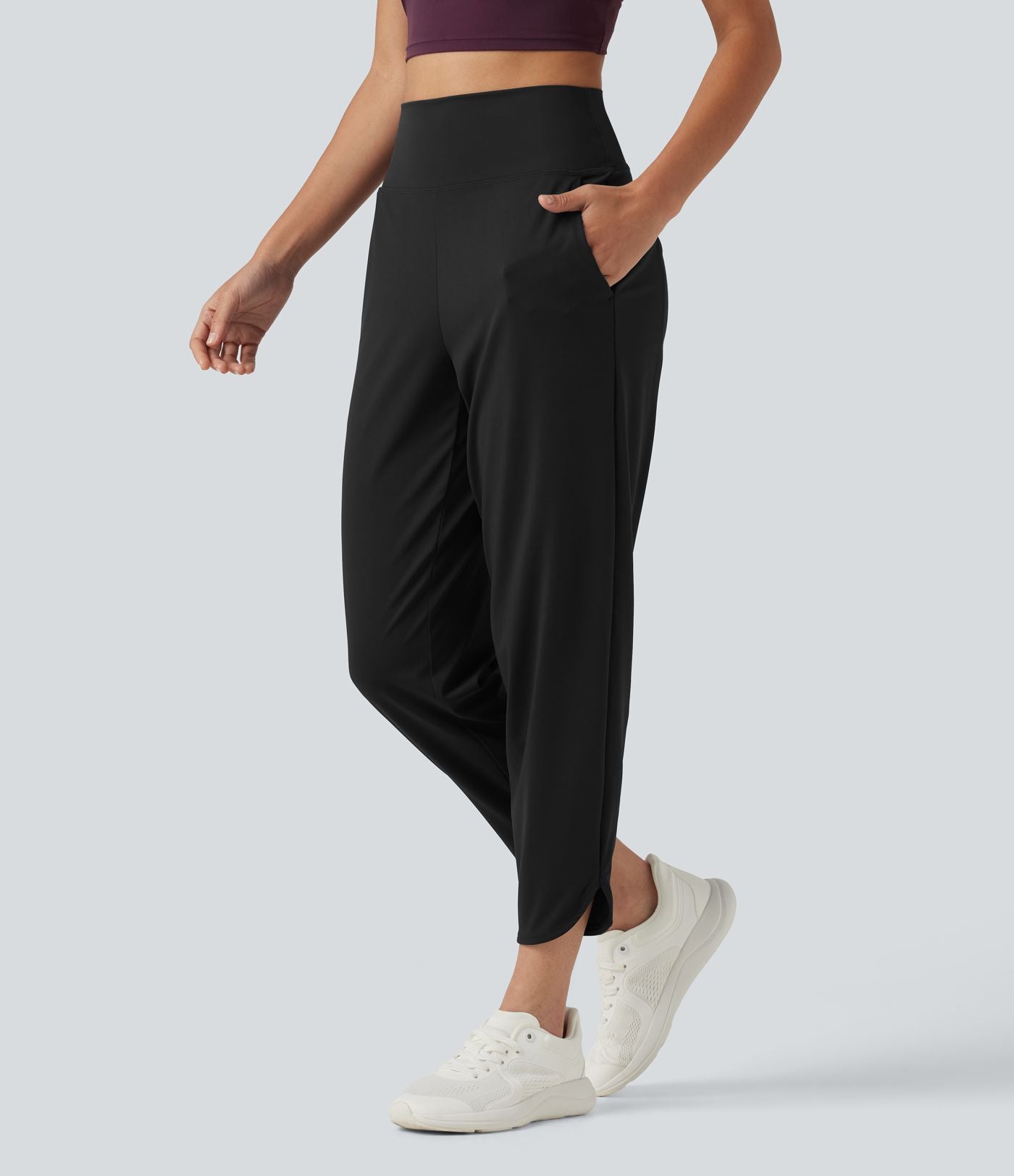 Pantalon de running court effet frais InstantCool taille haute à séchage rapide avec cordon intérieur, ourlet arrondi, poches et protection solaire UPF50+